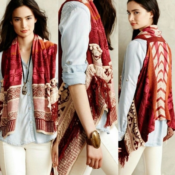 MOTH Anthropologie Durango Jacquard Boho Sweater Vest Size XS/S - Picture 1 of 16